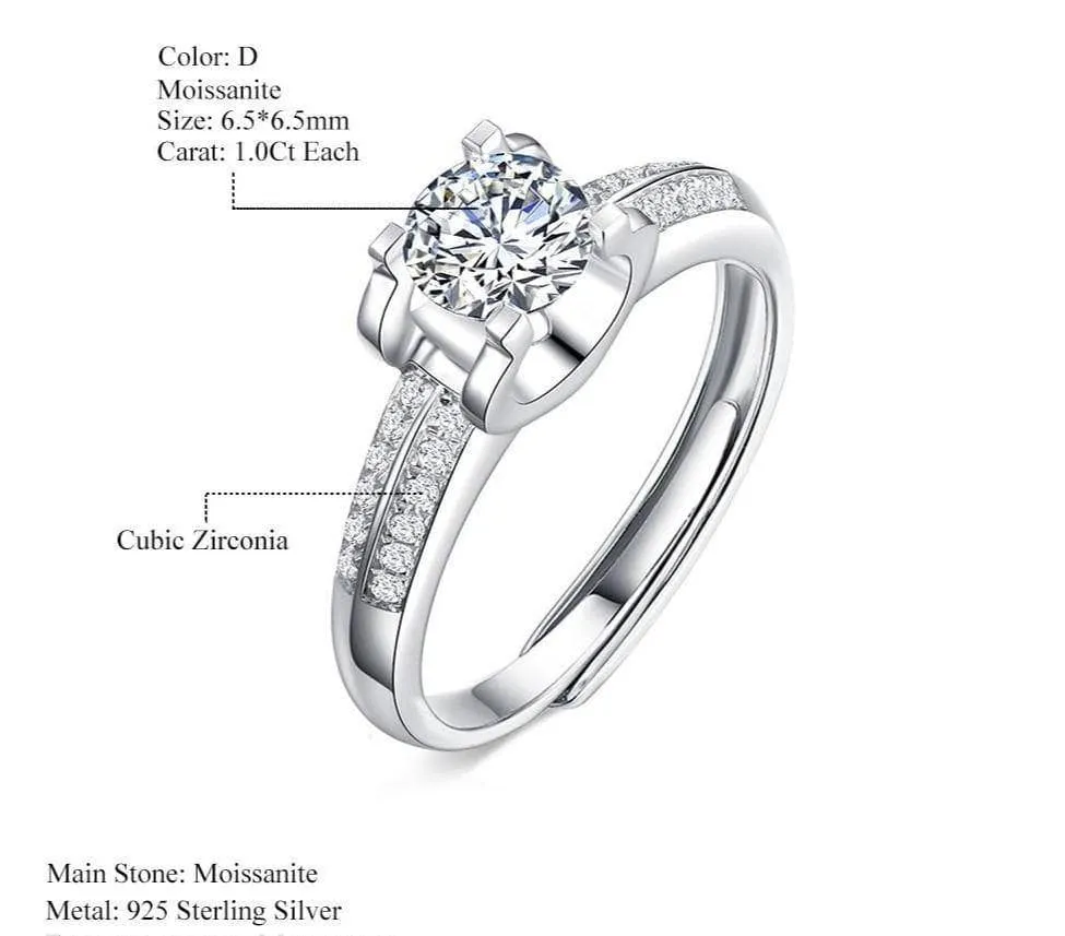 1.0Ct D Color 6.5mm Diamond Engagement Ring