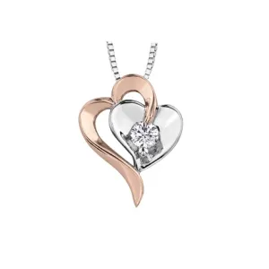 10K White and Rose Gold (0.10ct) Canadian Diamond Heart Pendant