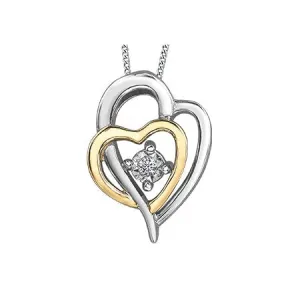 10K White and Yellow Gold (0.015ct) Diamond Heart Pendant