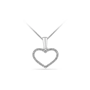 10K White Gold (0.05ct) Diamond Pavee Set Heart Pendant