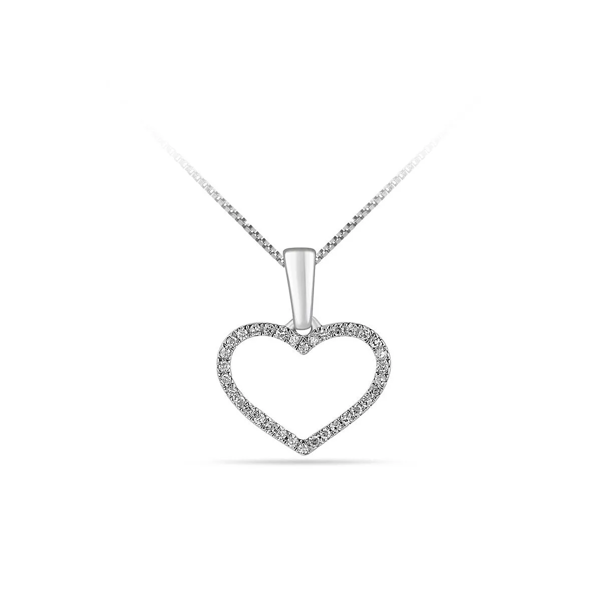 10K White Gold (0.05ct) Diamond Pavee Set Heart Pendant