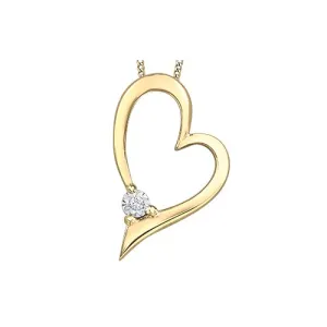 10K Yellow and White Gold (0.05ct) Dimond Heart Pendant