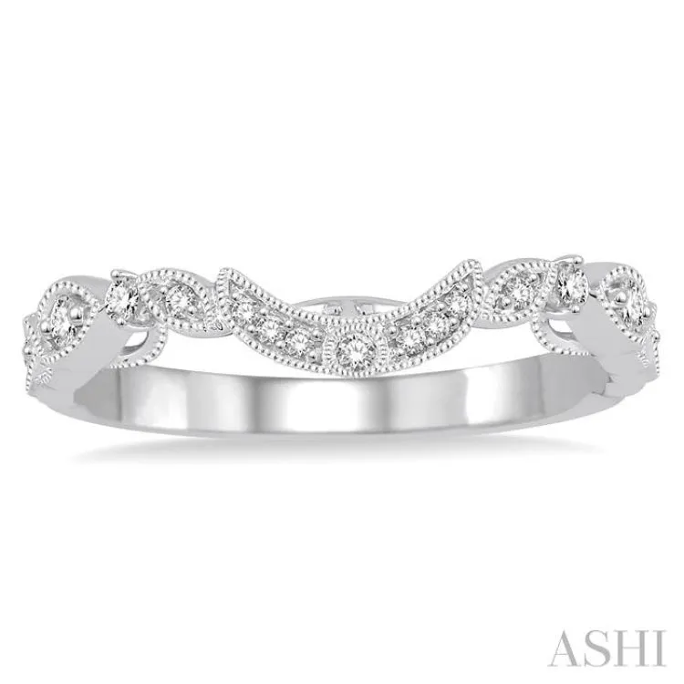 1/10 Ctw Round Cut Diamond Wedding Band in 14K White Gold