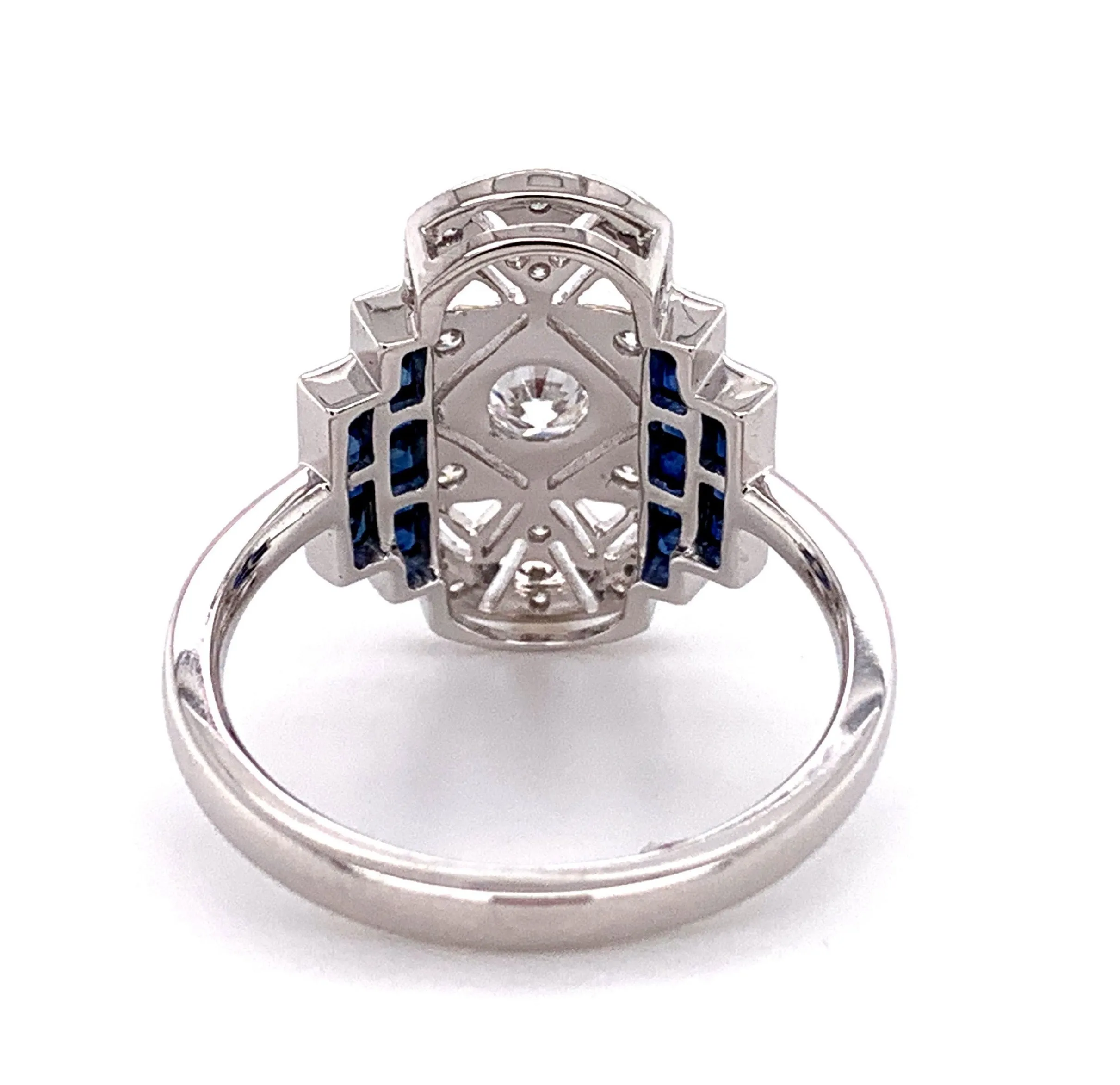 1.10CT TW Sapphire and Diamond Art-Deco Style Ring