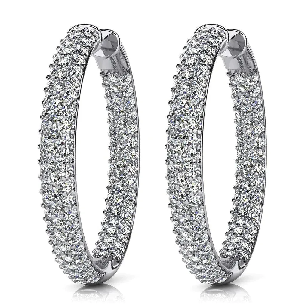 12 Carat Dazzling Natural Earth Mined Diamond Hoop Gold Earrings