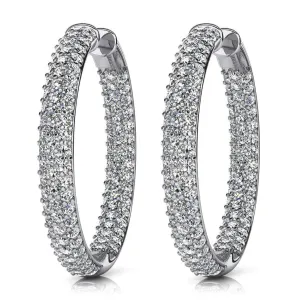 12 Carat Dazzling Natural Earth Mined Diamond Hoop Gold Earrings