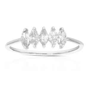 1/2 cttw Lab Grown Diamond Five Marquise Ring in Silver