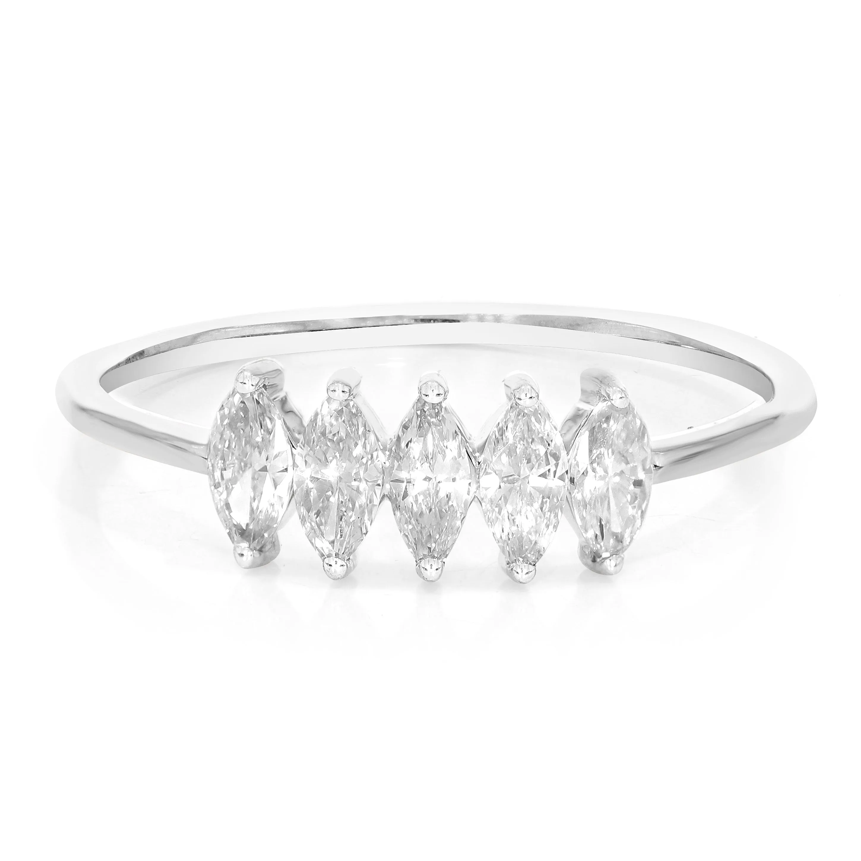 1/2 cttw Lab Grown Diamond Five Marquise Ring in Silver