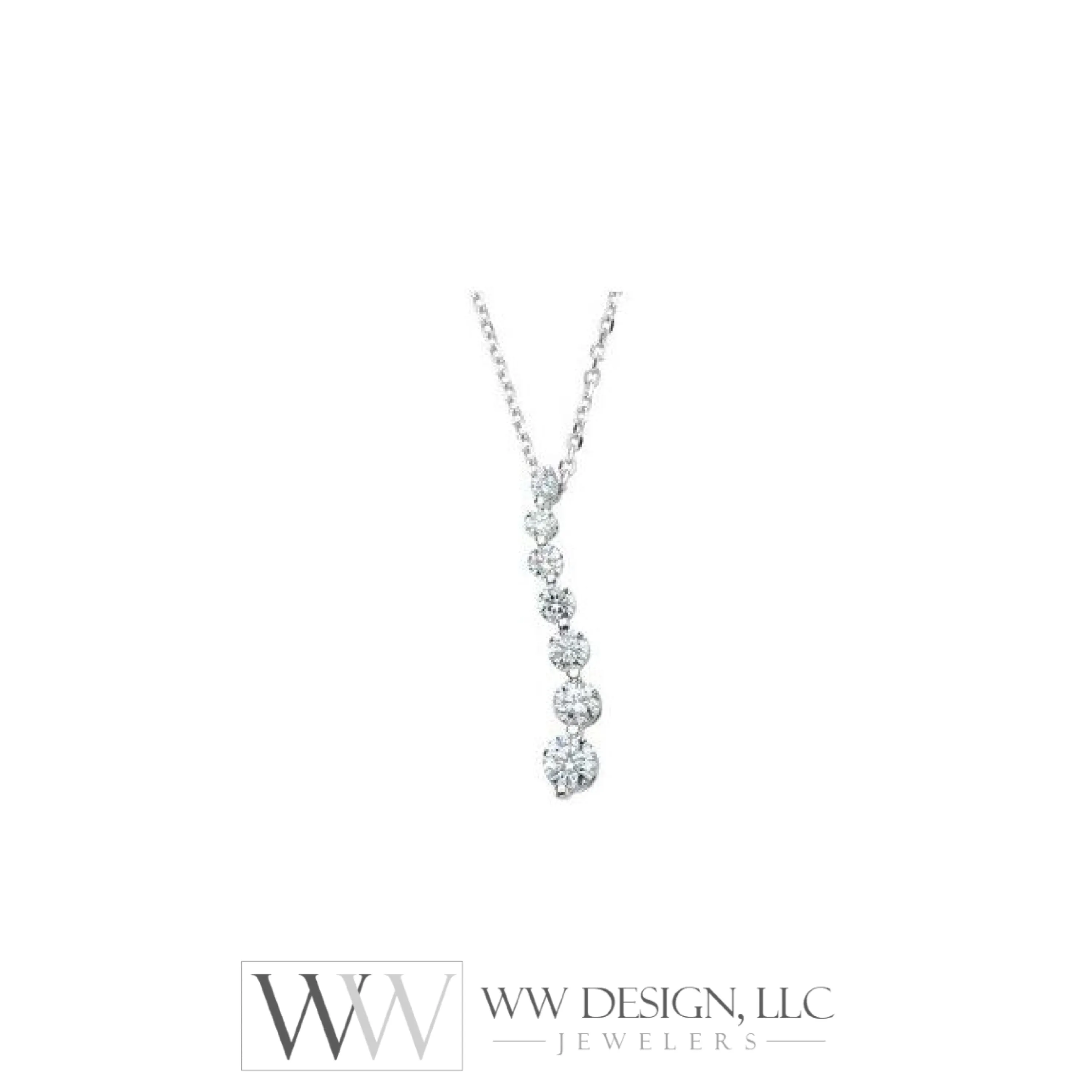 1/2 CTW Journey Graduated Drop Diamond Necklace - 14K Gold (Y or W)