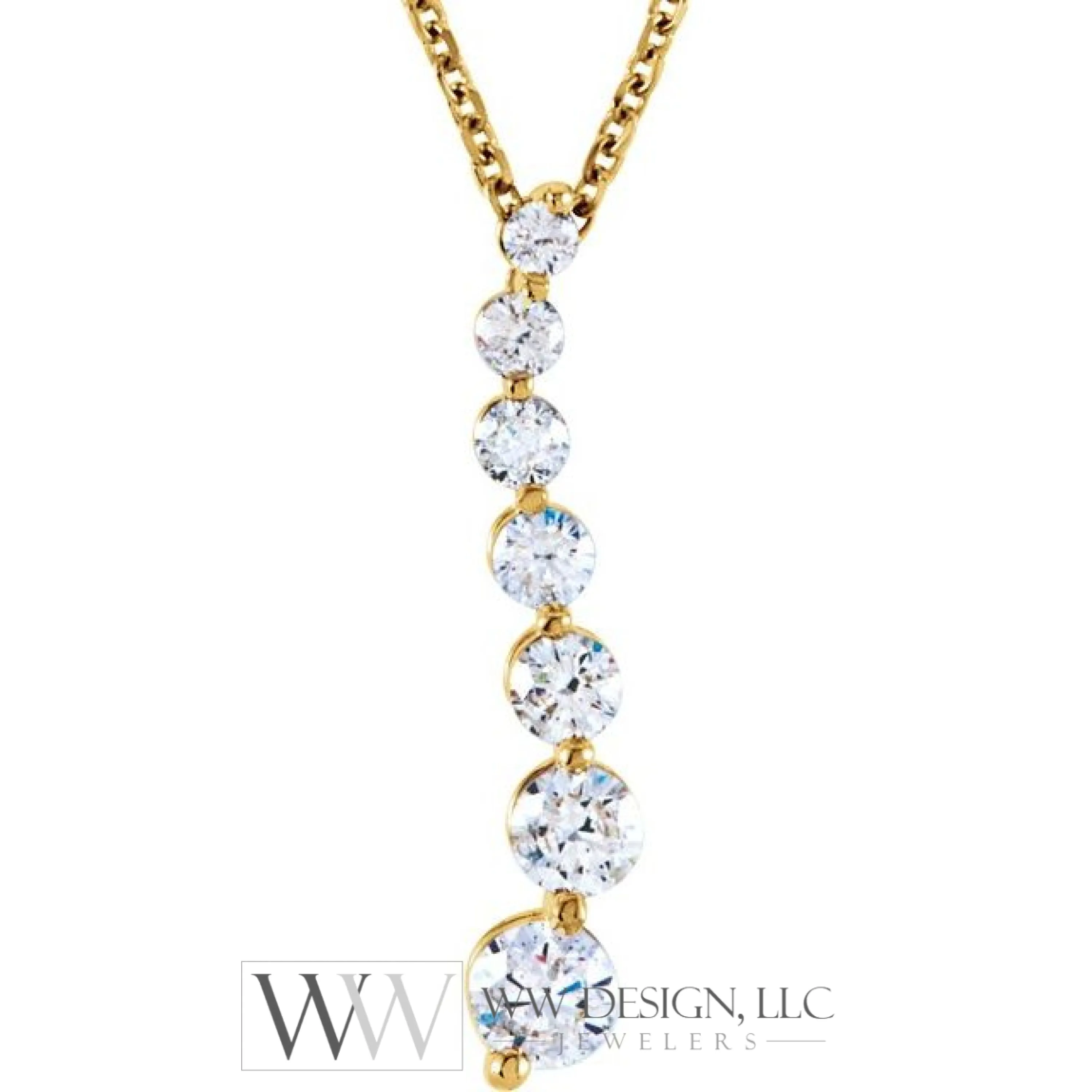 1/2 CTW Journey Graduated Drop Diamond Necklace - 14K Gold (Y or W)