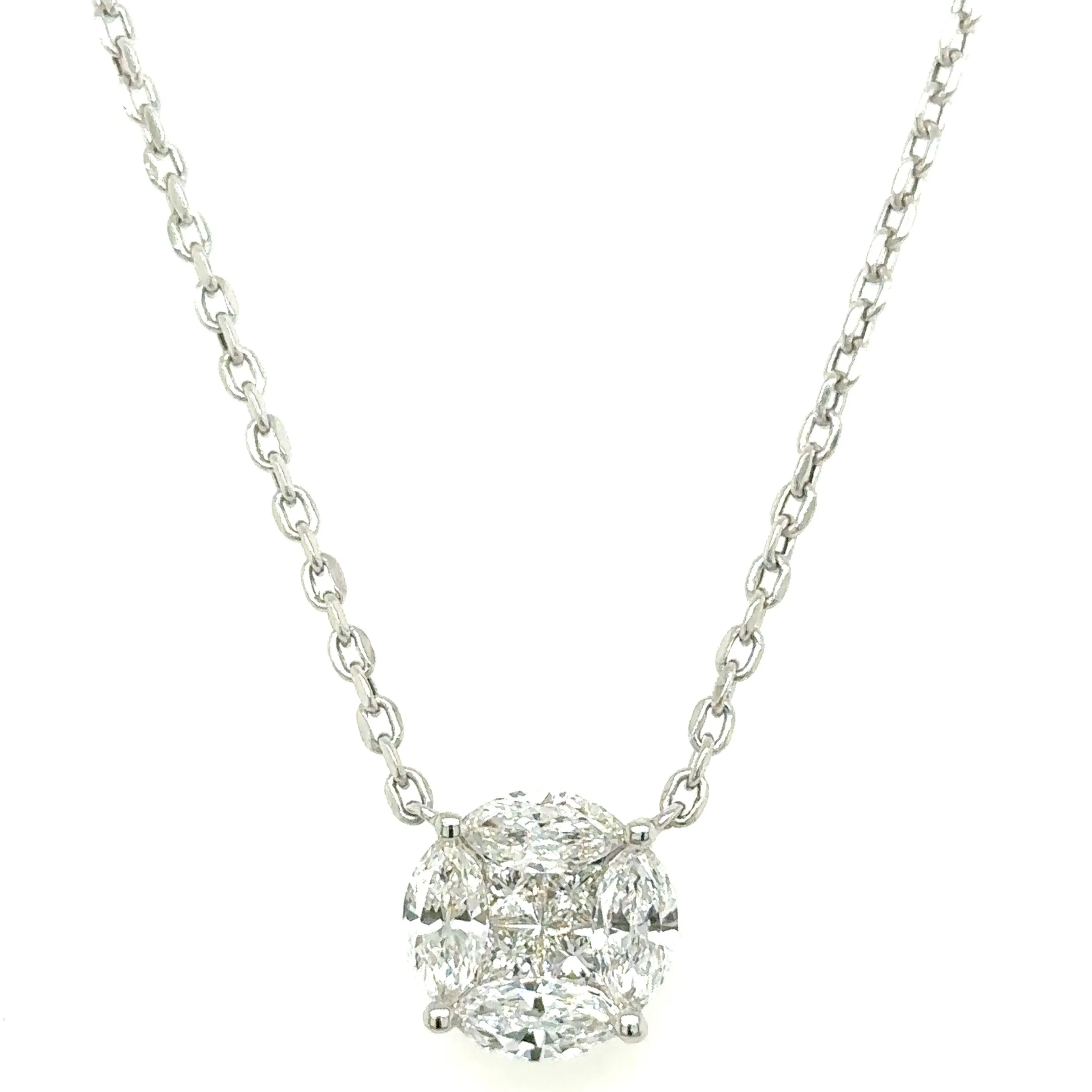 1.29CT T.W. Diamond Cluster Solitaire Necklace
