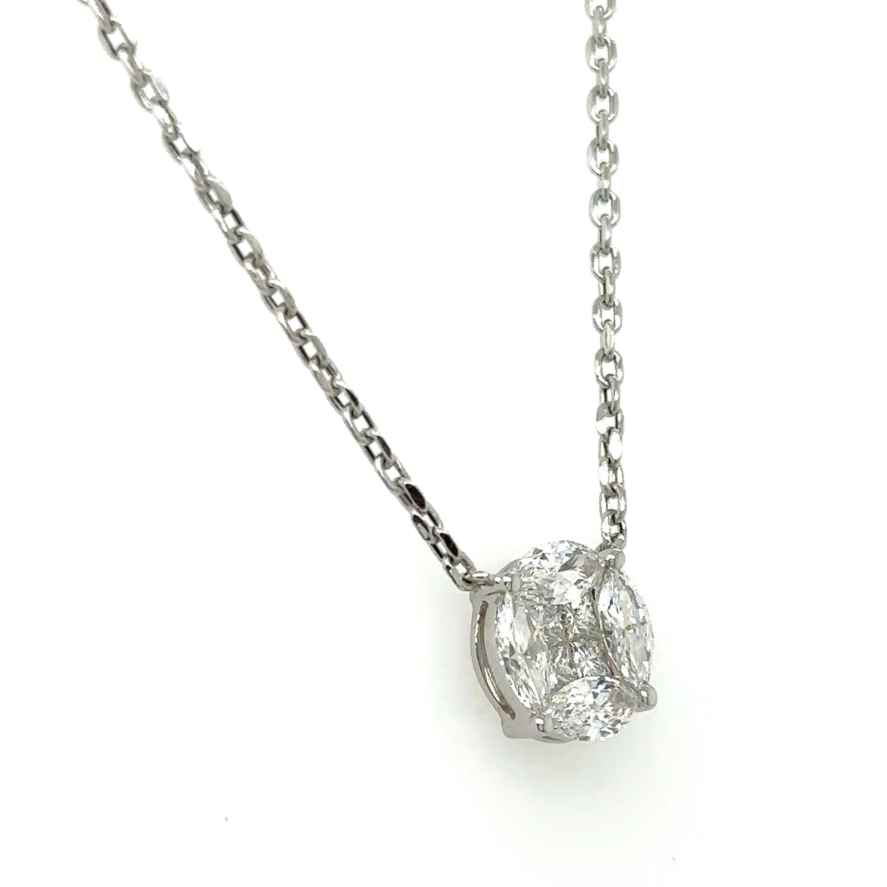1.29CT T.W. Diamond Cluster Solitaire Necklace