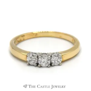 1/2cttw Three Stone Round Diamond Ring in 14k Yellow Gold