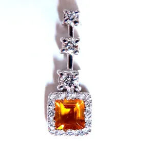 1.30 carat natural citrine diamond pendant bright orange 14 karat-