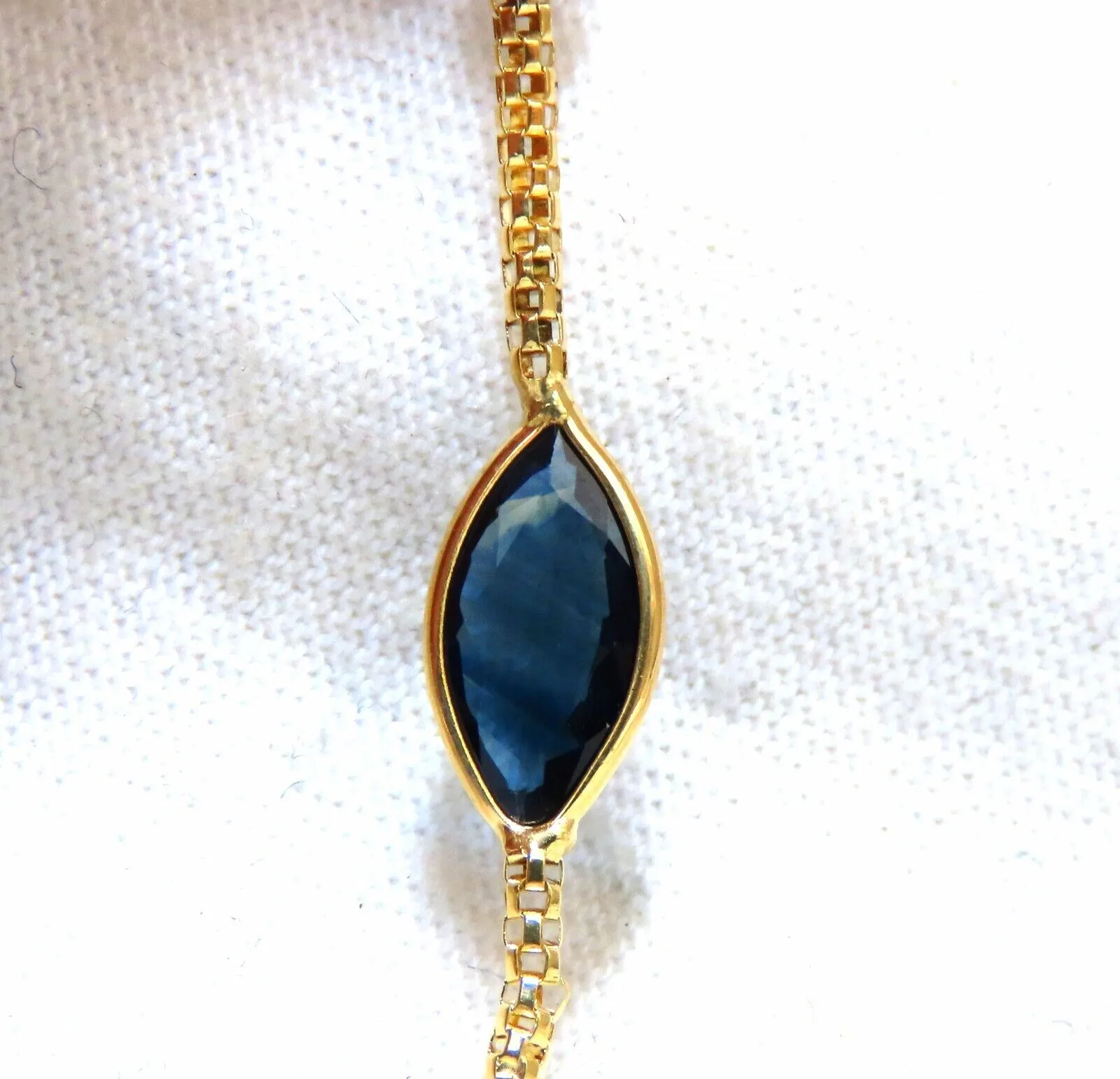 13.30ct. Natural Sapphires Yard Diamond Necklace 14Kt Marquise