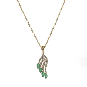 14k Emerald and Diamond Pendant Necklace