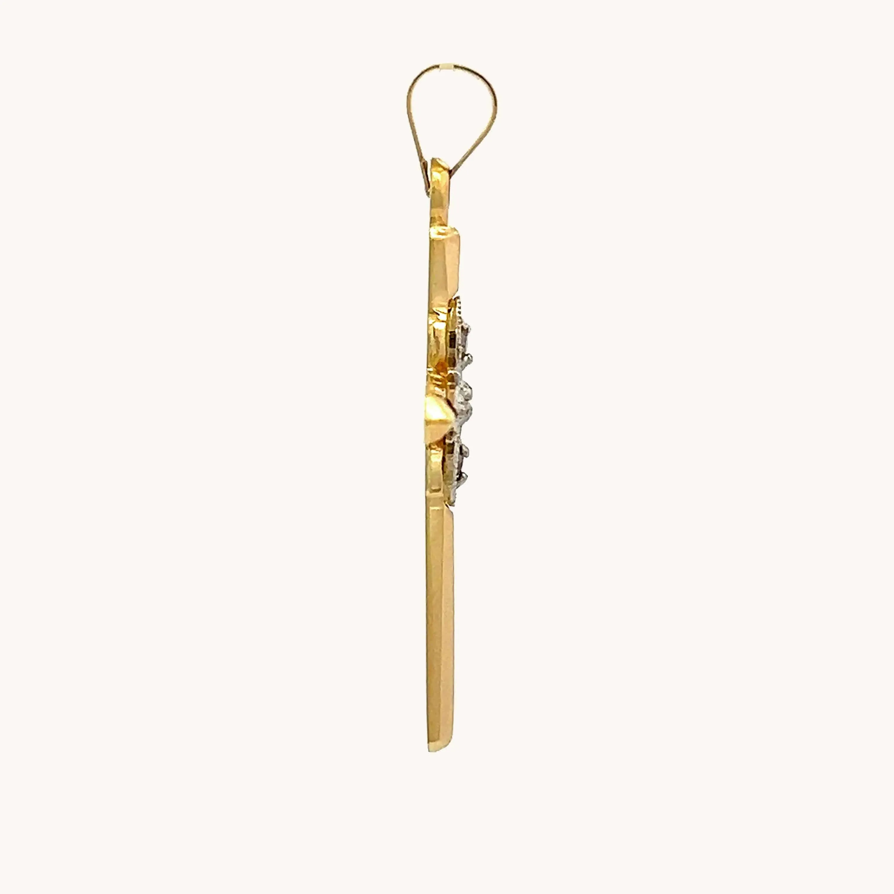 14K GOLD .05CT DIAMOND CROSS NECKLACE PENDANT