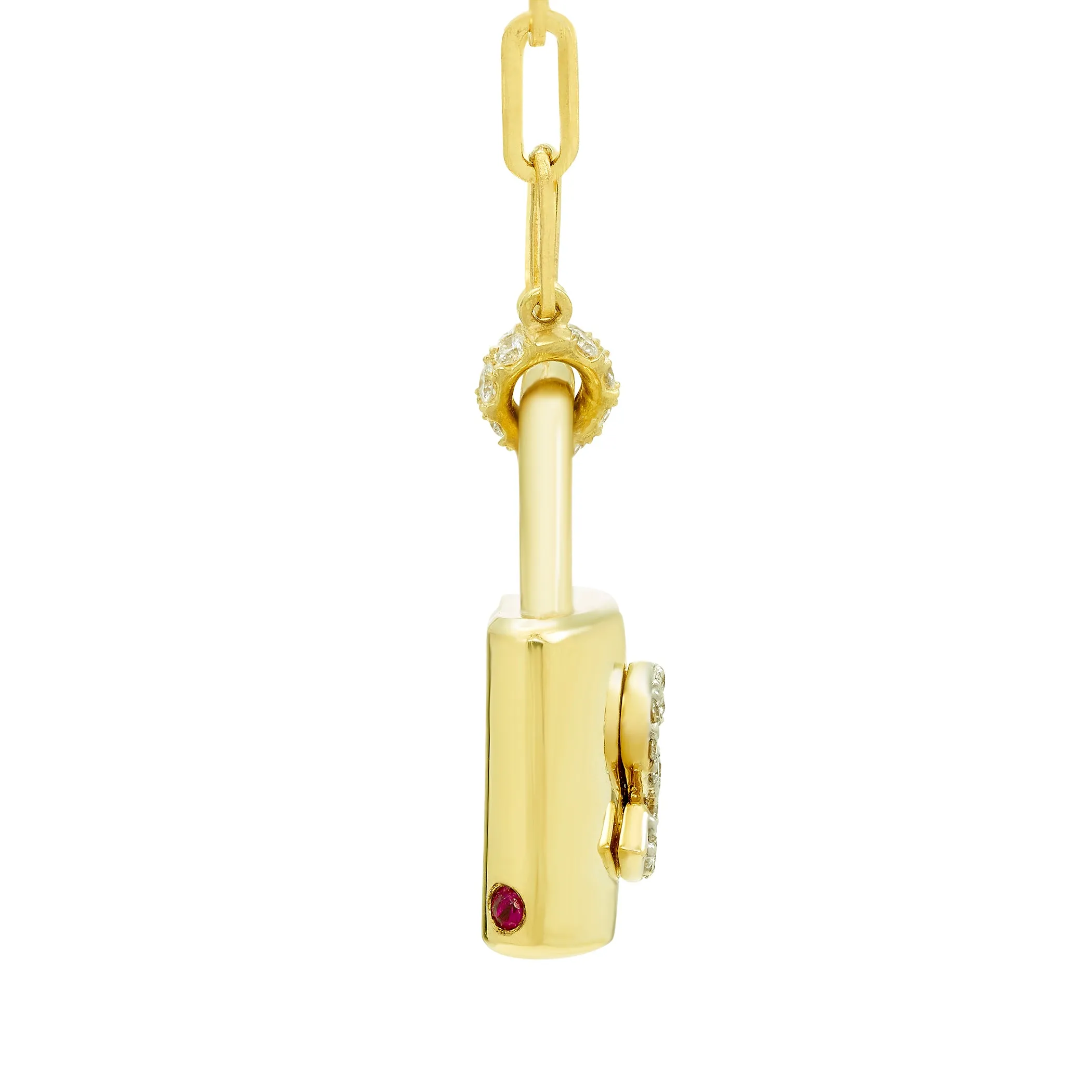 14K Gold & Lab Grown Diamond "S" Initial Lock Necklace