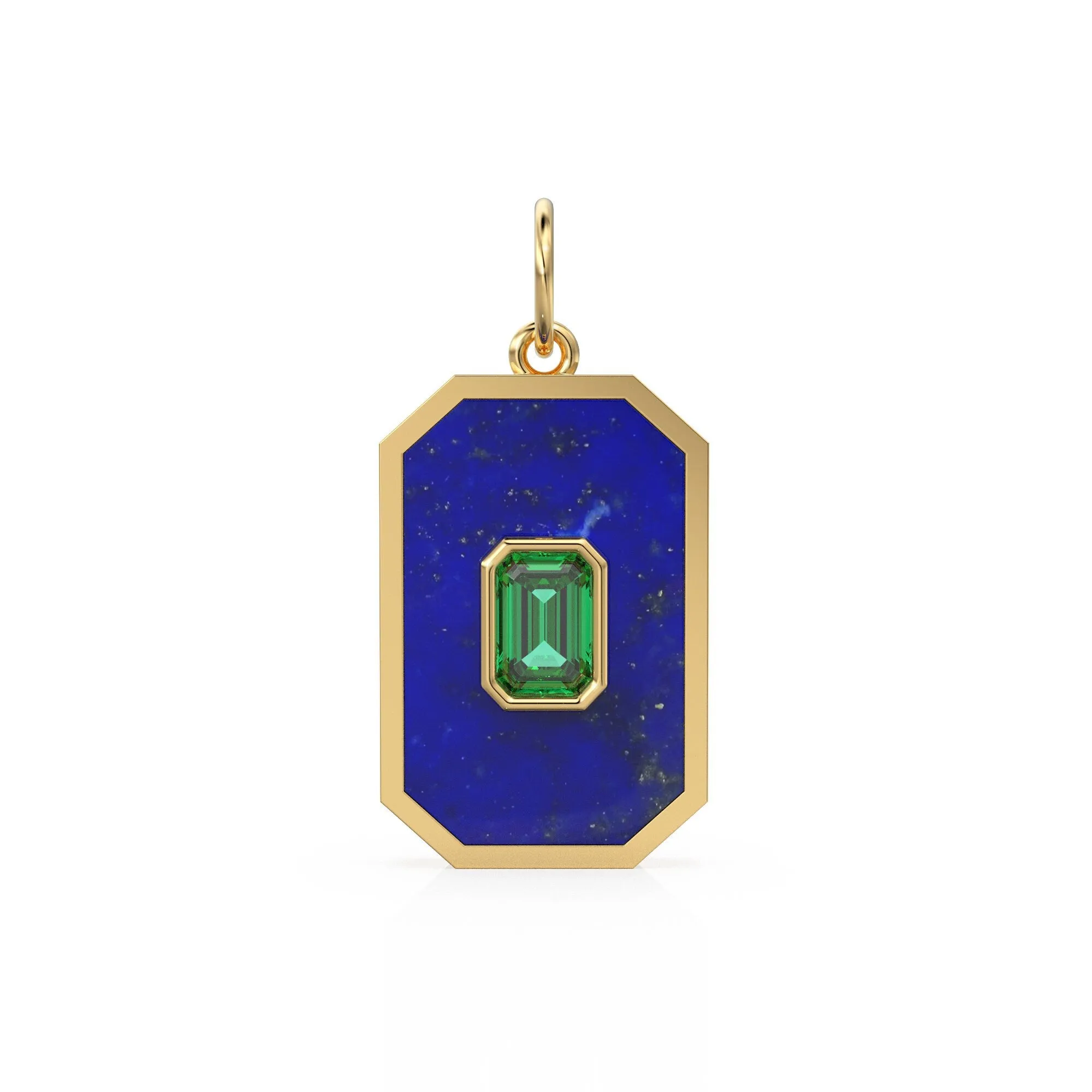 14K Solid Yellow Gold Emerald Mother of Pearl Charm, Australian Opal, Emerald, Mother of Pearl, Stunning Gemstone Charm Pendant Turquoise