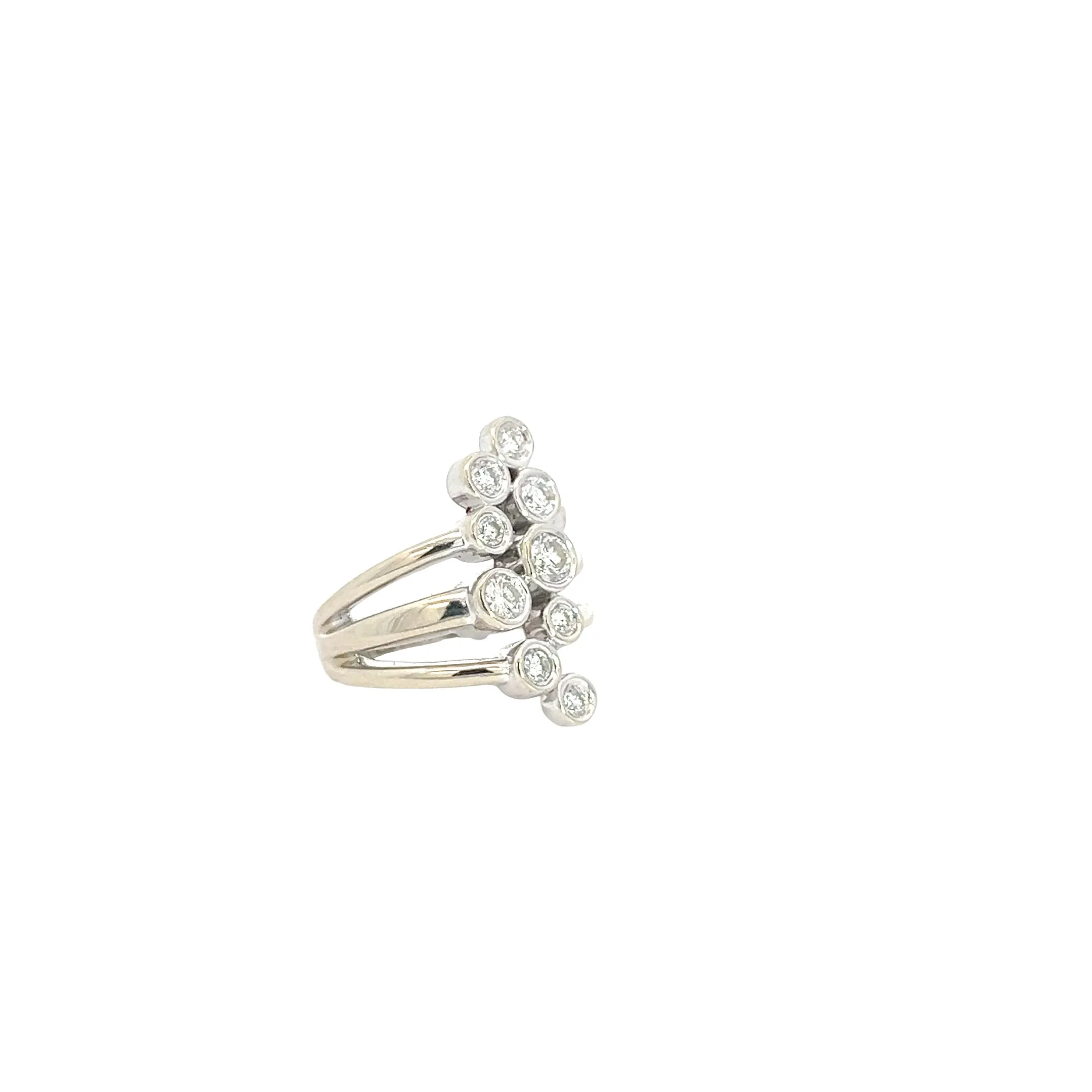 14k White Gold .85ct G SI1 Round  Diamond Bubble fashion ring