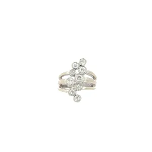 14k White Gold .85ct G SI1 Round  Diamond Bubble fashion ring