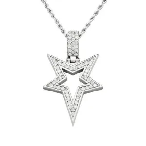 14k White Gold Diamond Star Pendant in 1.75 Ctw