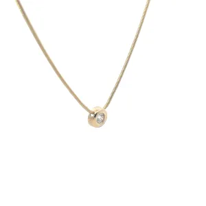 14k Yellow Gold .50ct F SI2 Round Diamond Snake Chain Necklace 1.7mm 16" inch