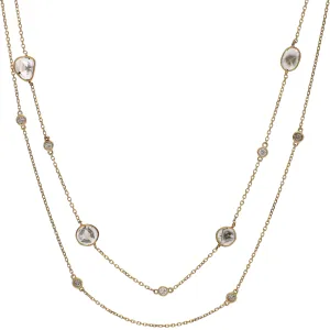 14K Yellow Gold Double Strand Diamond Necklace