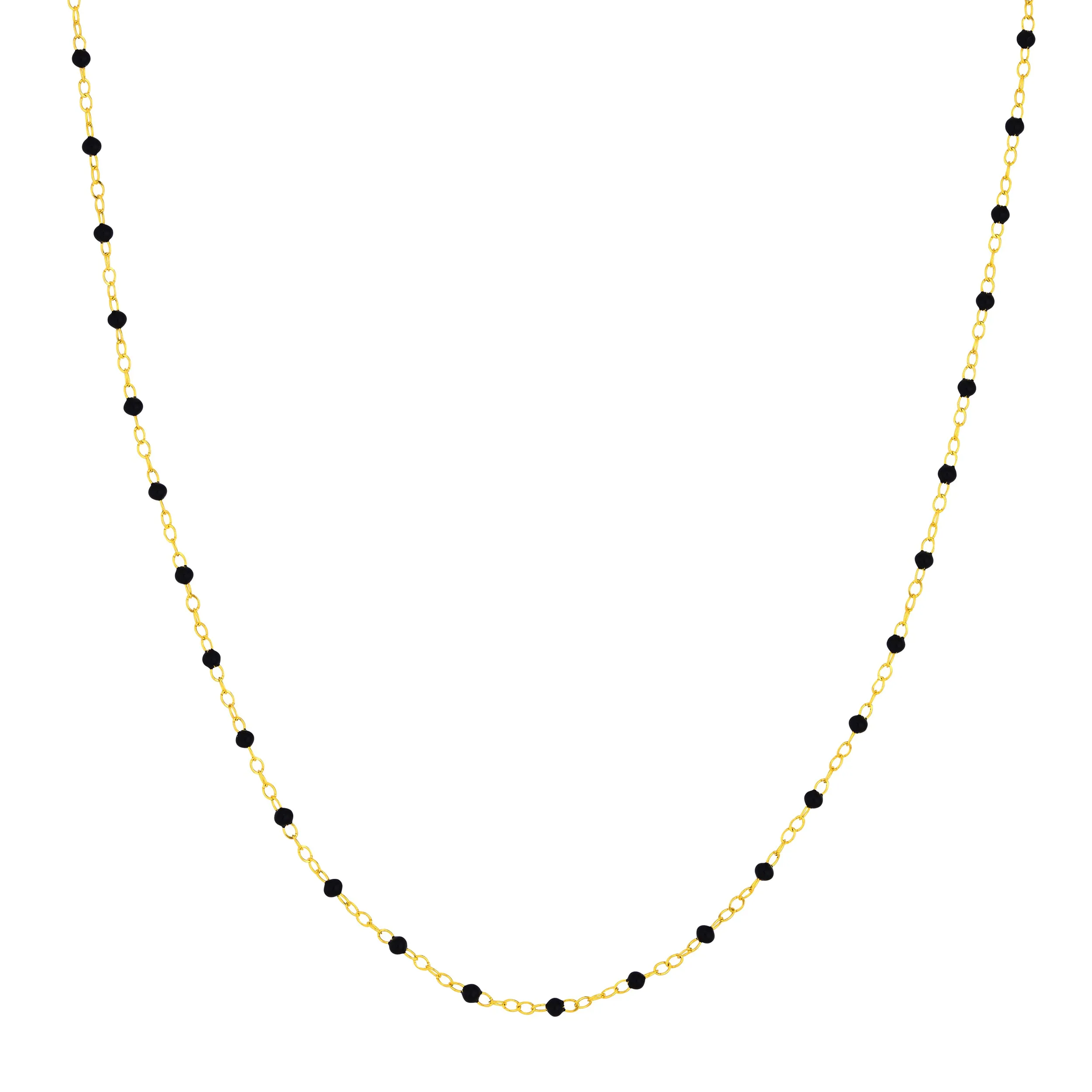 14K Yellow Gold Enamel Bead Piatto Necklaces