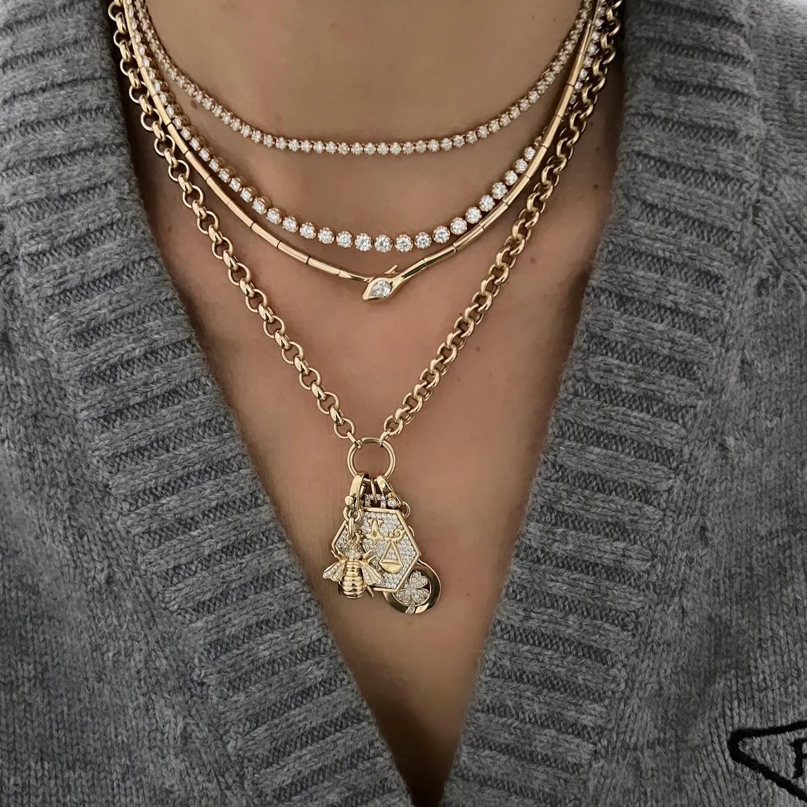 14KT Gold Diamond Bee on Enhancer Clasp Pendant Charm