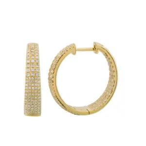 14KT Gold Diamond Flora Hoop Earrings