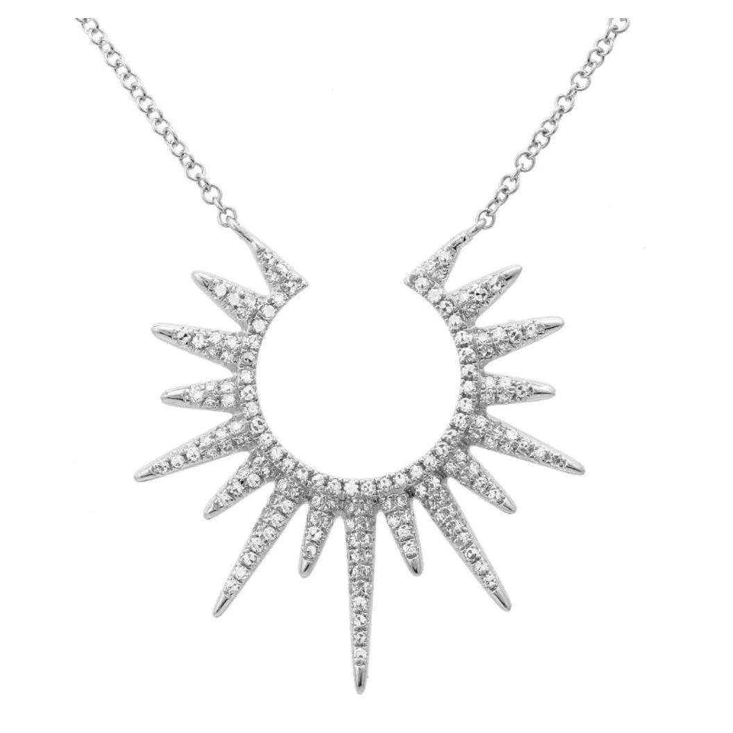 14KT Gold Diamond Open Sunburst Diamond Necklace