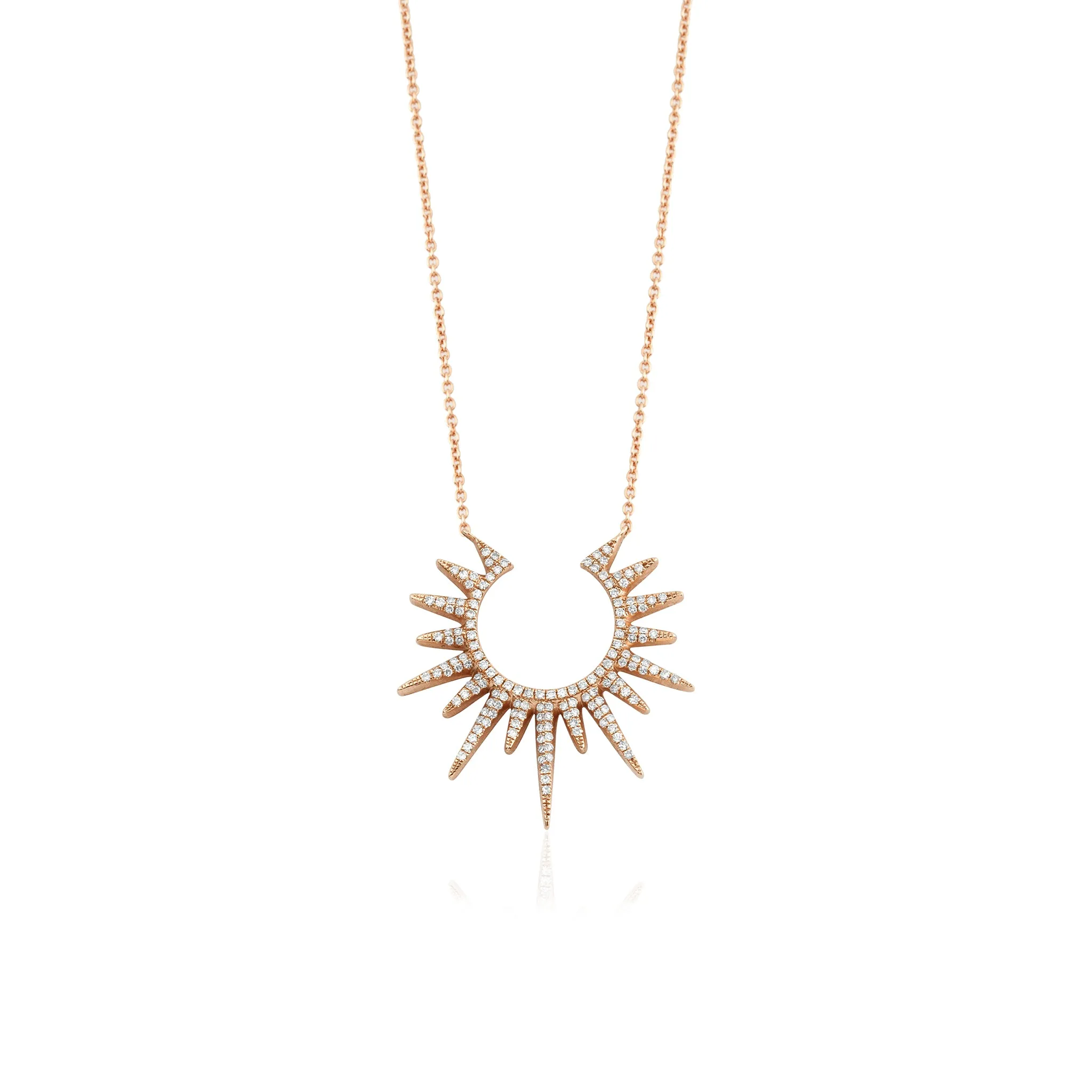 14KT Gold Diamond Open Sunburst Diamond Necklace