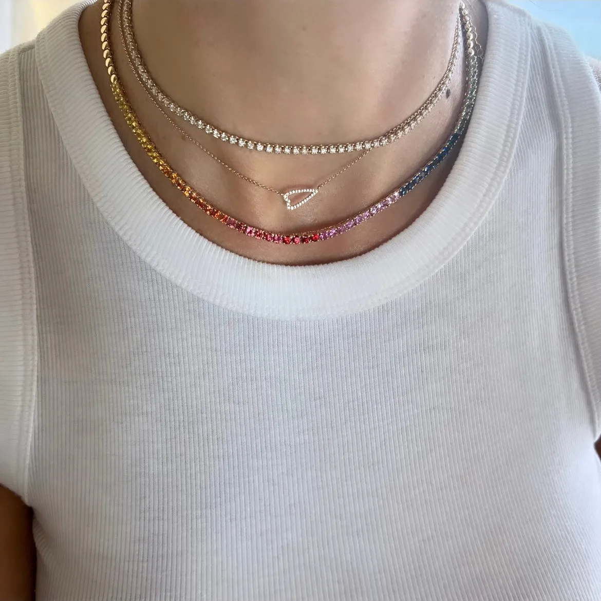 14KT Gold Sapphire Rainbow Luxe Tennis Necklace