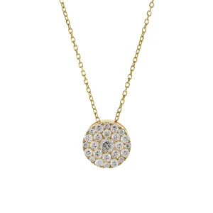 14KT Yellow Gold Round Cluster Diamond Pendant Necklace