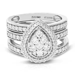 1.50 cttw Lab Grown Diamond Multi Row Bridal Set Sterling Silver