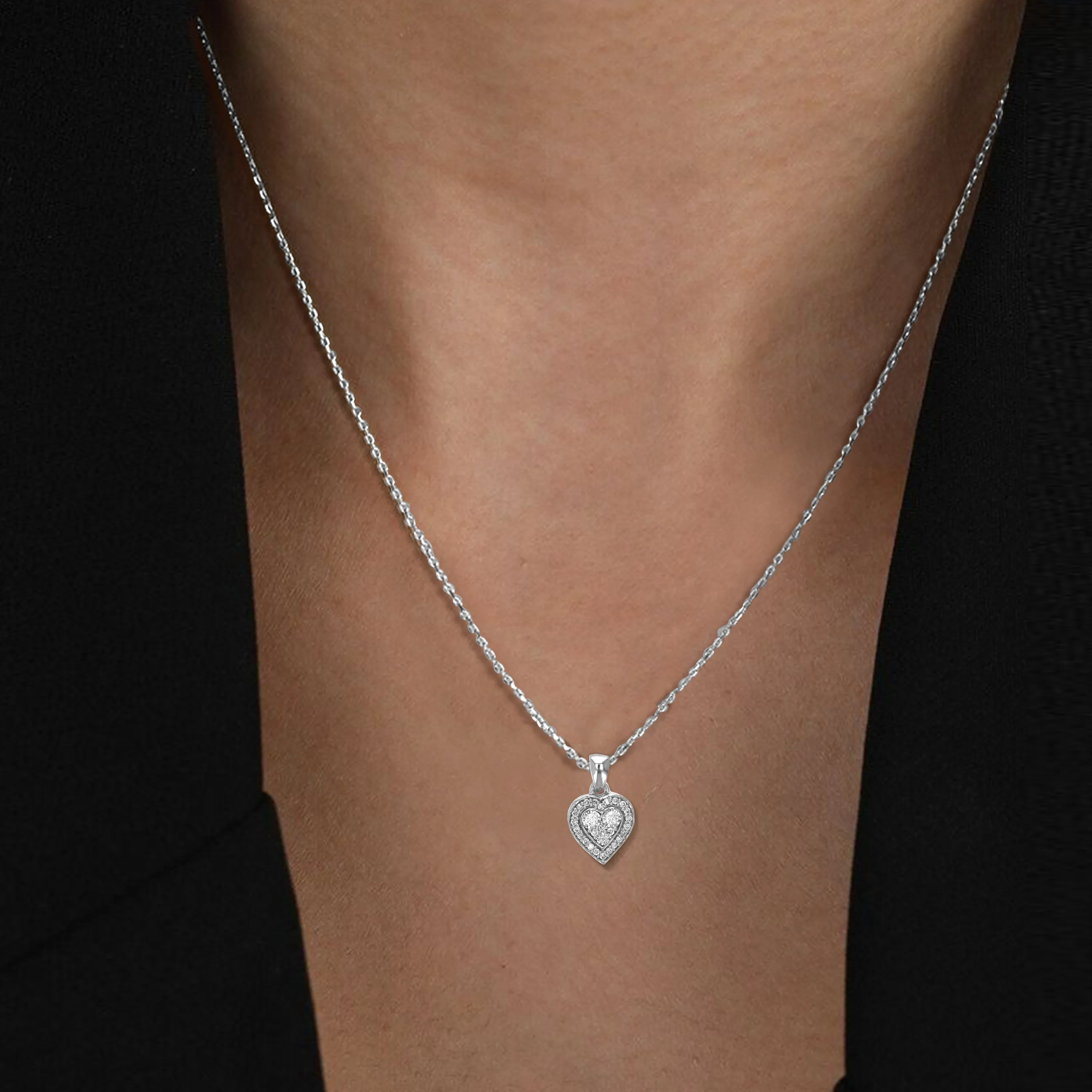 1/6 cttw Lab Grown Diamond Composite Heart Pendant in Silver