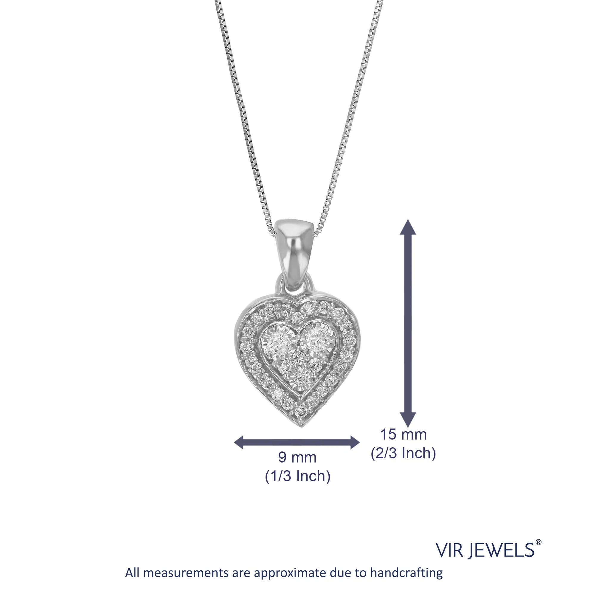1/6 cttw Lab Grown Diamond Composite Heart Pendant in Silver
