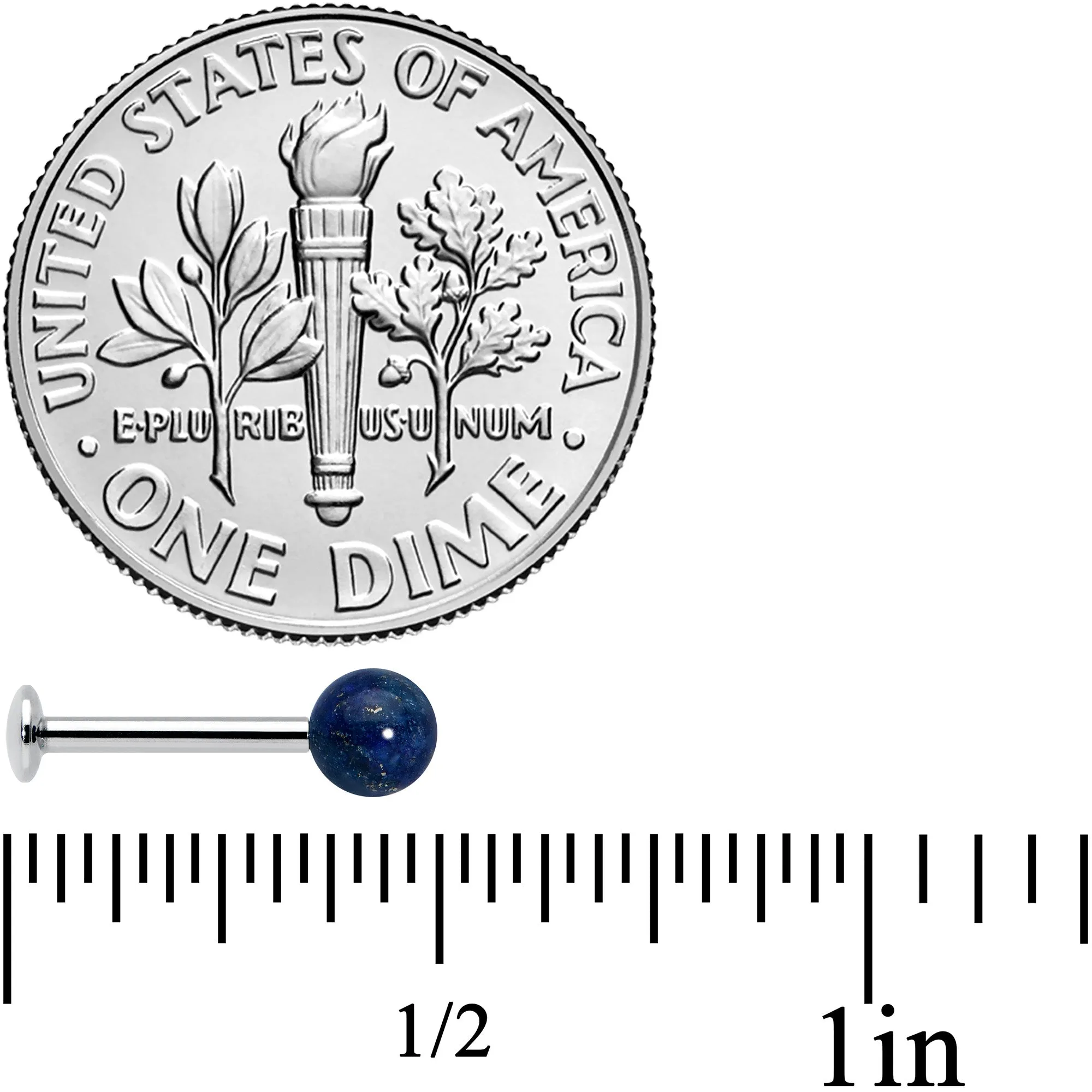 16 Gauge 5/16 Elegant Blue Agate Internally Threaded Labret Tragus