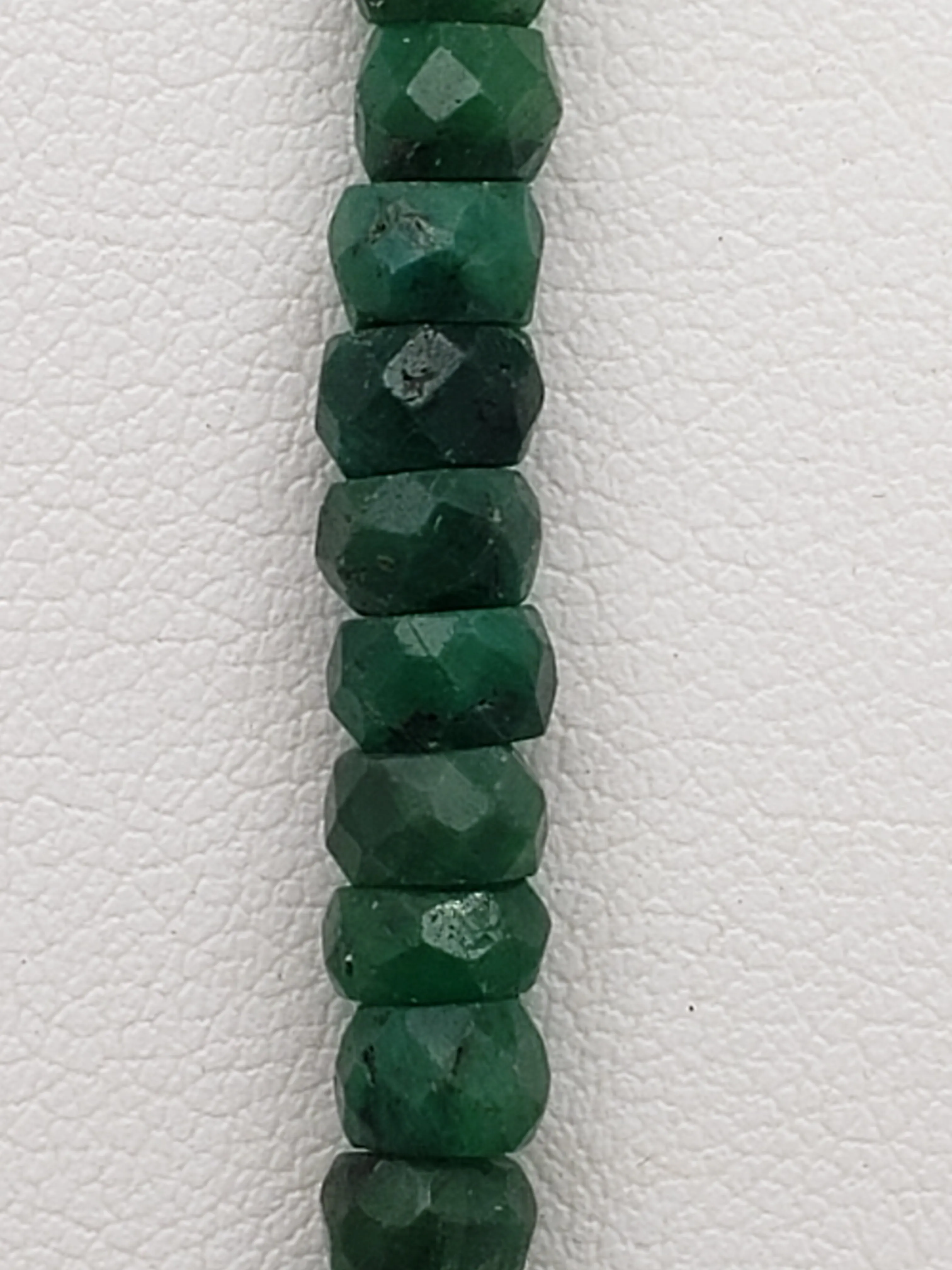 16 inch Emerald Faceted Rondelle Necklace with Gold Clasp, 4.75mm