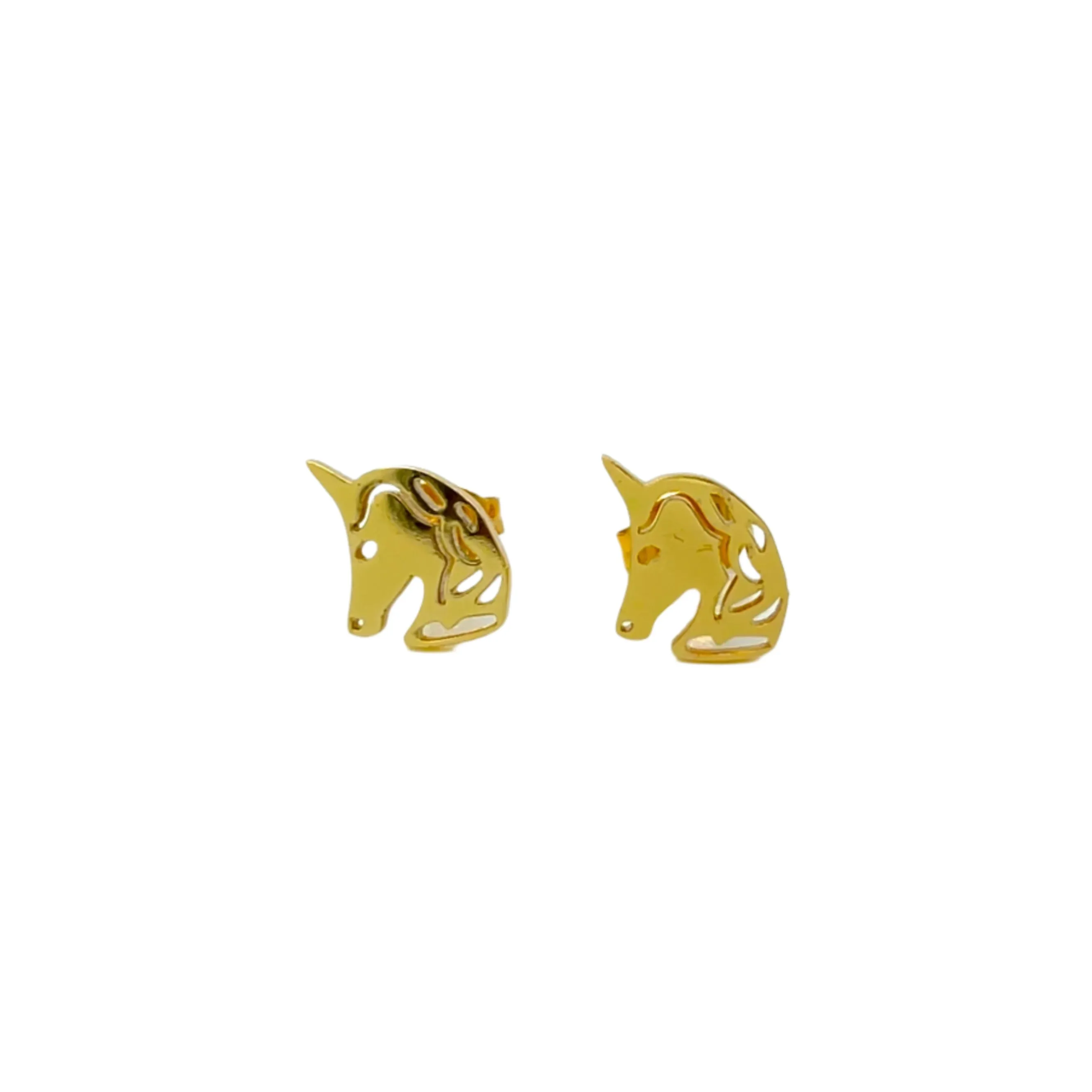 18k Gold Plated Fancy Stainless Steel Fashionable Unicorn Necklace & Earrings Set