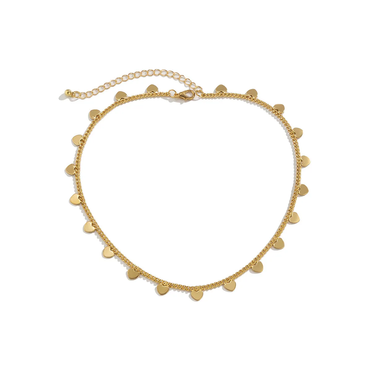 18K Gold-Plated Heart Station Necklace