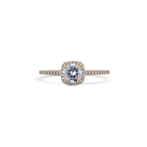 18K Rose Gold Round Diamond Halo Engagement Ring