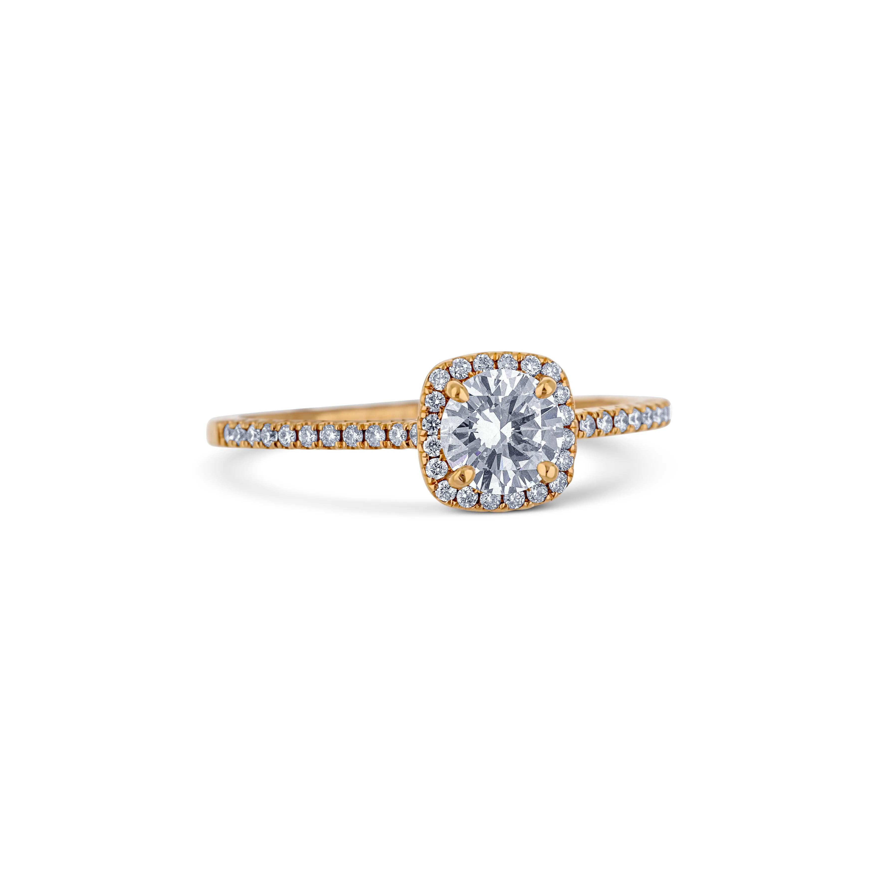 18K Rose Gold Round Diamond Halo Engagement Ring