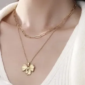 18K Stainless Steel Tarnish Free Bow Necklace