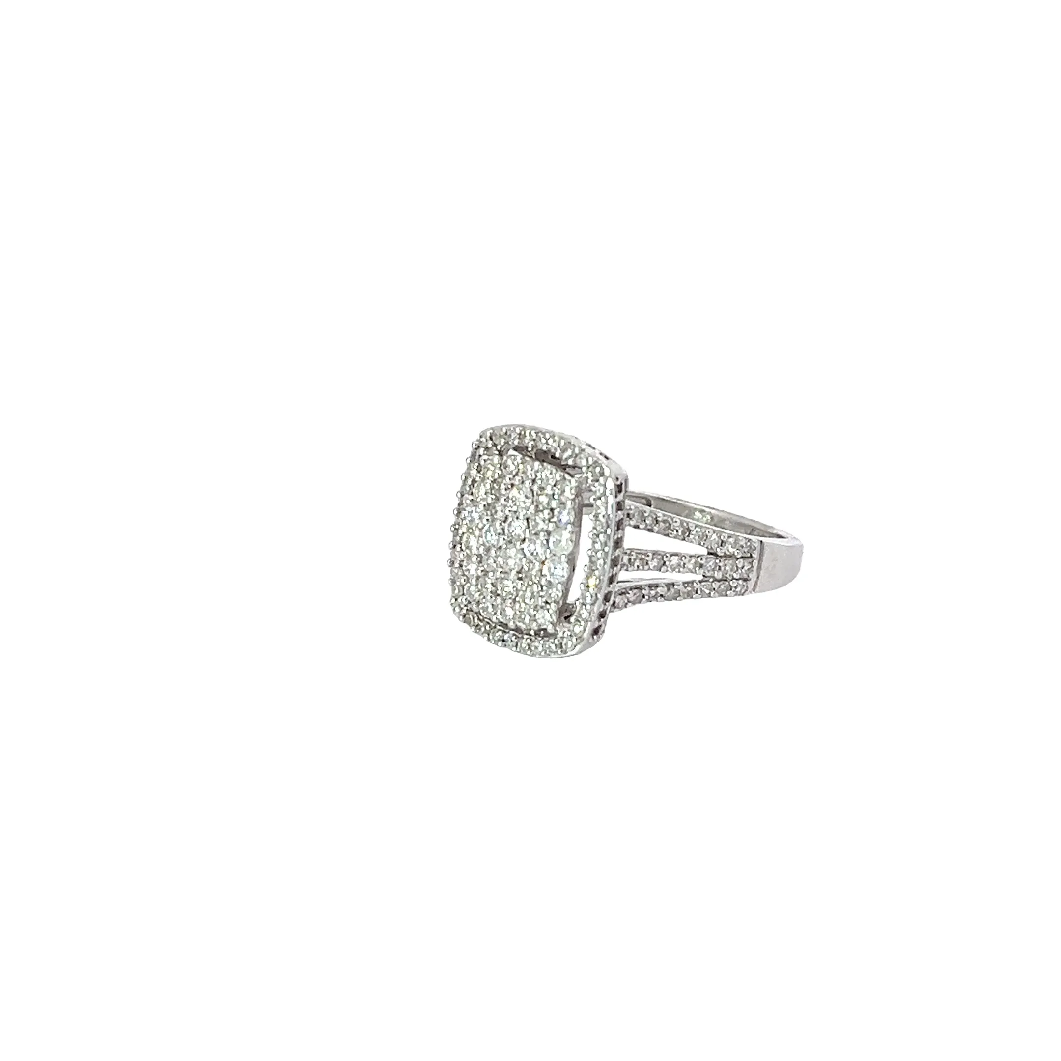 18k white gold 1.00ct G SI1 Round  Diamond Pave set ring