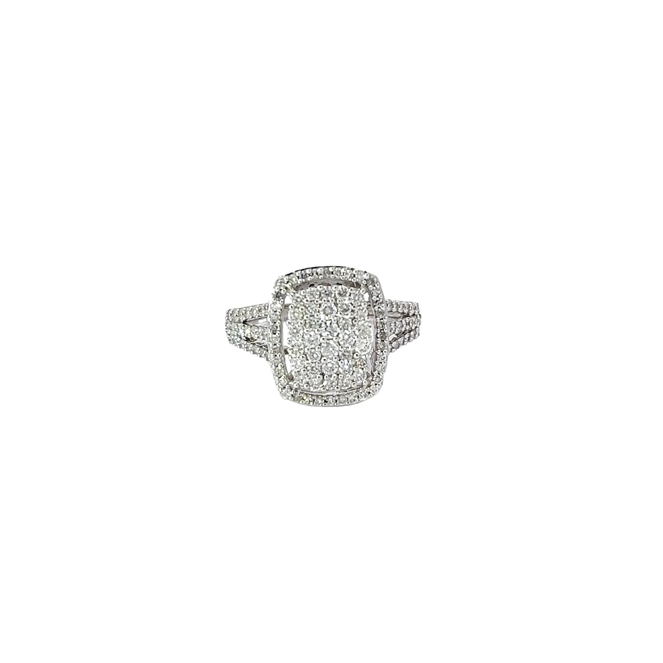 18k white gold 1.00ct G SI1 Round  Diamond Pave set ring