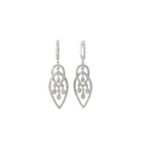 18k White Gold 1.61ct G VS2 Round Diamond Chandelier Earrings.