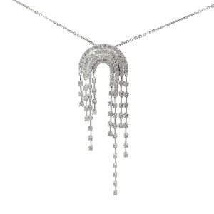18k White Gold 2.90ct G SI1 Round Diamond Rainbow Vintage Brooch and Necklace