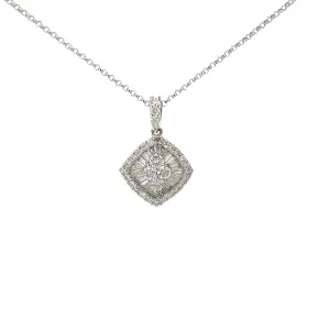 18k White Gold .63ct G VS2 Round and Baguette Diamond Necklace